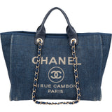 Chanel Blue Tweed Deauville Handbag