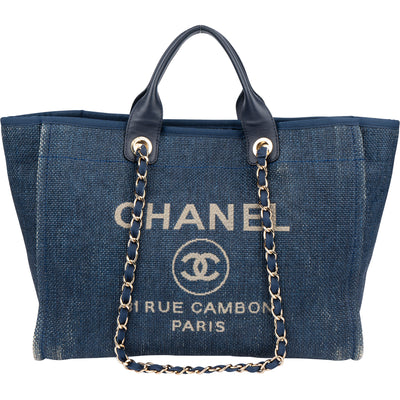 Chanel Blue Tweed Deauville Handbag