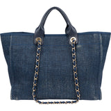 Chanel Blue Tweed Deauville Handbag