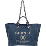 Chanel Blue Tweed Deauville Handbag