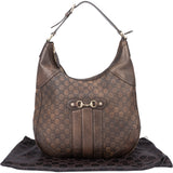 Gucci GG Leather Monogram Horsebit Hobo Bag