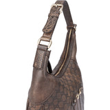 Gucci GG Leather Monogram Horsebit Hobo Bag