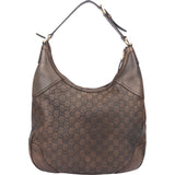 Gucci GG Leather Monogram Horsebit Hobo Bag