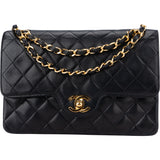 Chanel Quilted Lambskin 24K Gold Double Flap Crossbody Bag