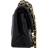 Chanel Quilted Lambskin 24K Gold Double Flap Crossbody Bag