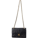 Chanel Quilted Lambskin 24K Gold Double Flap Crossbody Bag