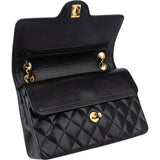 Chanel Quilted Lambskin 24K Gold Double Flap Crossbody Bag