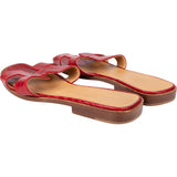 Hermès Rouge Exotic Crocodile Leather Oran Sandals (36)