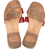 Hermès Rouge Exotic Crocodile Leather Oran Sandals (36)