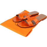 Hermès Orange Exotic Crocodile Leather Oran Sandals (37)