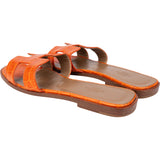 Hermès Orange Exotic Crocodile Leather Oran Sandals (37)