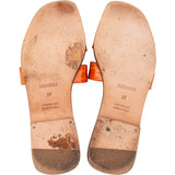 Hermès Orange Exotic Crocodile Leather Oran Sandals (37)