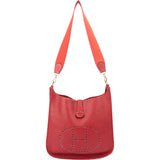 Hermès Rouge Clemence Leather Evelyne GM Crossbody Bag