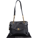 Chanel Caviar Leather 24K Gold Shoulder Bag