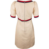 Gucci Beige Web Stripe Web Trim V-Neck Dress (IT42)