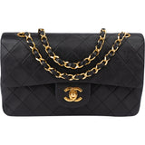 Chanel Quilted Lambskin 24K Gold Small Double Flap Crossbody Bag