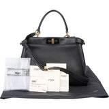 Fendi Black Leather Peekaboo Handbag