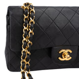 Chanel Quilted Lambskin 24K Gold Small Double Flap Crossbody Bag