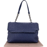 Bottege Veneta Blue Purple Intrecciato Leather Shoulder Bag