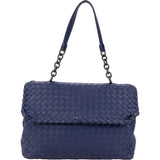 Bottege Veneta Blue Purple Intrecciato Leather Shoulder Bag