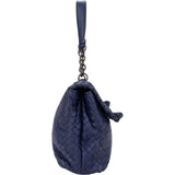 Bottege Veneta Blue Purple Intrecciato Leather Shoulder Bag