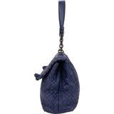 Bottege Veneta Blue Purple Intrecciato Leather Shoulder Bag