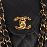 Chanel Quilted Lambskin 24K Gold Medium Double Flap Crossbody Bag