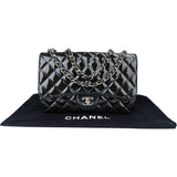 Chanel Quilted Patent Leather Palladium Jumbo Single Flap Crossbody Bag