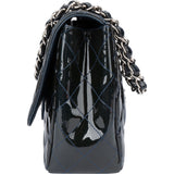 Chanel Quilted Patent Leather Palladium Jumbo Single Flap Crossbody Bag