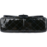 Chanel Quilted Patent Leather Palladium Jumbo Single Flap Crossbody Bag