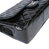 Chanel Quilted Patent Leather Palladium Jumbo Single Flap Crossbody Bag