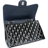 Chanel Quilted Patent Leather Palladium Jumbo Single Flap Crossbody Bag