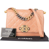 Chanel Quilted Lambskin Bicolor Turnlock Single Flap Crossbody Bag