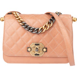Chanel Quilted Lambskin Bicolor Turnlock Single Flap Crossbody Bag