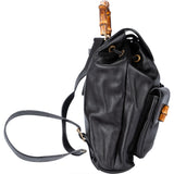 Gucci Black Leather Bamboo Backpack