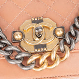 Chanel Quilted Lambskin Bicolor Turnlock Single Flap Crossbody Bag