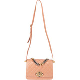 Chanel Quilted Lambskin Bicolor Turnlock Single Flap Crossbody Bag
