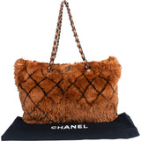 Chanel Striped Rabbit Fur Shoulder Bag