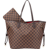 Louis Vuitton Damier Ebene Monogram Neverfull MM Shopper Handbag