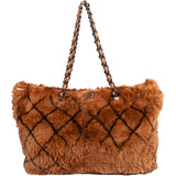 Chanel Striped Rabbit Fur Shoulder Bag