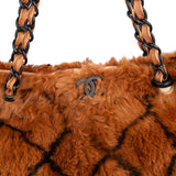 Chanel Striped Rabbit Fur Shoulder Bag