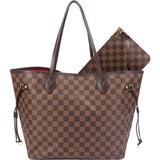Louis Vuitton Damier Ebene Monogram Neverfull MM Shopper Handbag