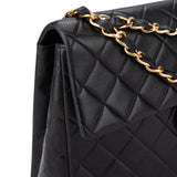 Chanel Quilted Lambskin 24K Gold Jumbo Single Flap Crosbody Bag