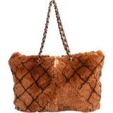 Chanel Striped Rabbit Fur Shoulder Bag