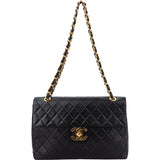 Chanel Quilted Lambskin 24K Gold Jumbo Single Flap Crosbody Bag