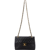 Chanel Quilted Lambskin 24K Gold Jumbo Single Flap Crosbody Bag