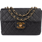 Chanel Quilted Lambskin 24K Gold Jumbo Single Flap Crossbody Bag