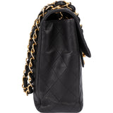 Chanel Quilted Lambskin 24K Gold Jumbo Single Flap Crossbody Bag