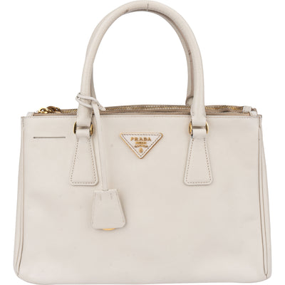 Prada White Saffiano Leather Galleria Handbag