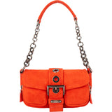 Prada Orange Suede Triangle Shoulder Bag
